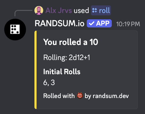 /roll notation+1 result